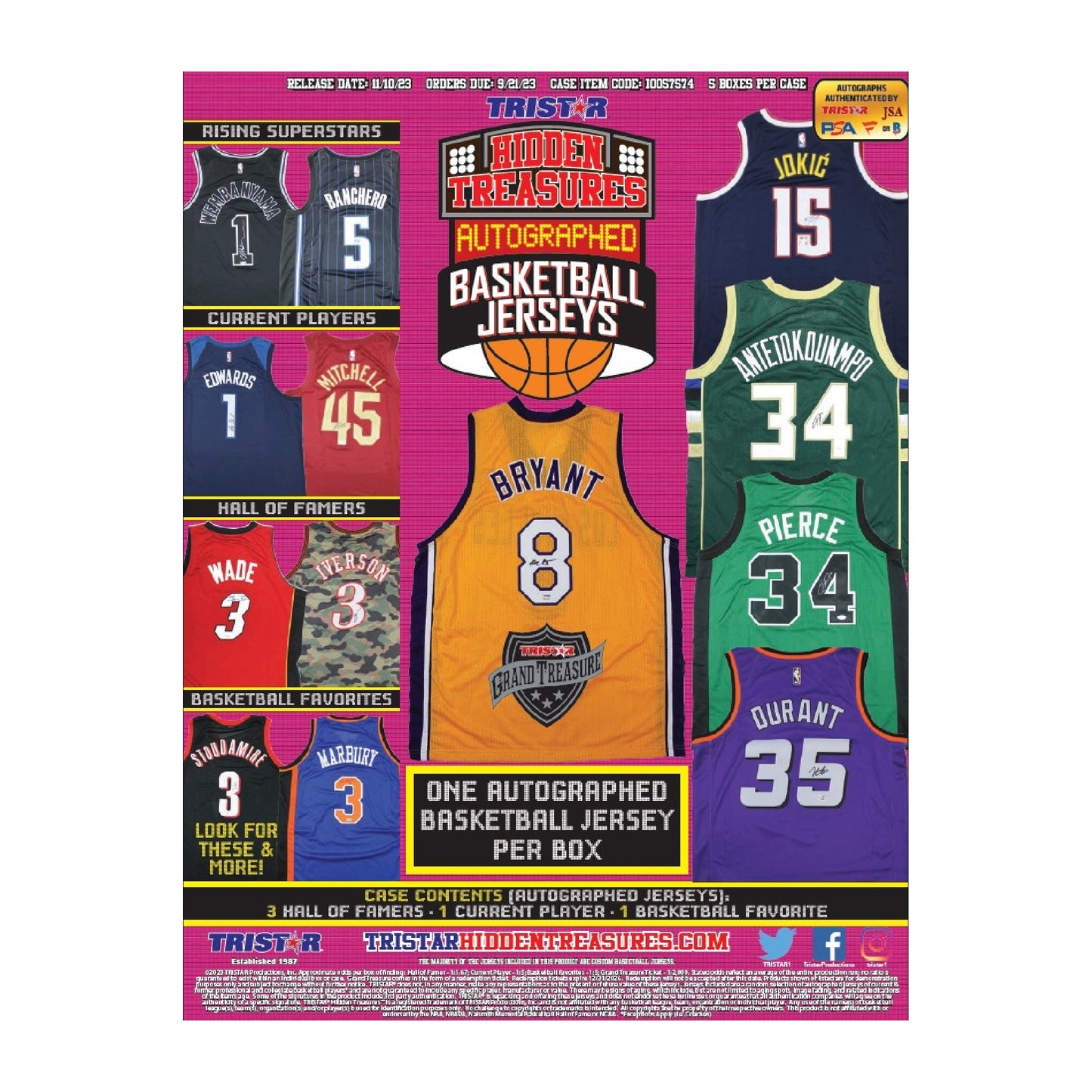 2023 Tristar HT Autographed Basketball Jerseys Game Day Greats Series 3 Hobby Box - Trading Card Market