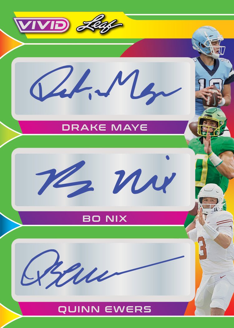 2023 Leaf Vivid Football Hobby Box-Drake Maye_Bo Nix_Quinn Ewers