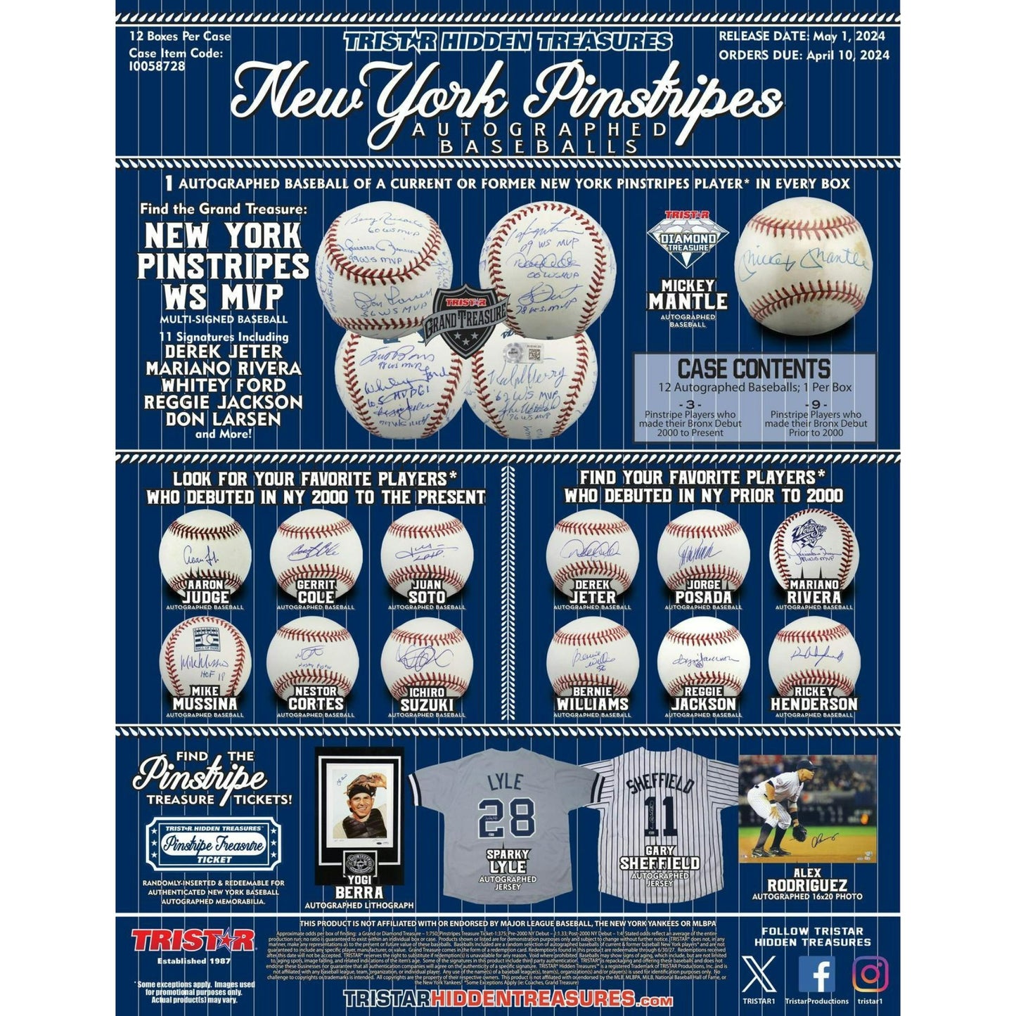 2024 TriStar Hidden Treasures New York Pinstripes Autographed Baseball Hobby Box - Trading Card Market