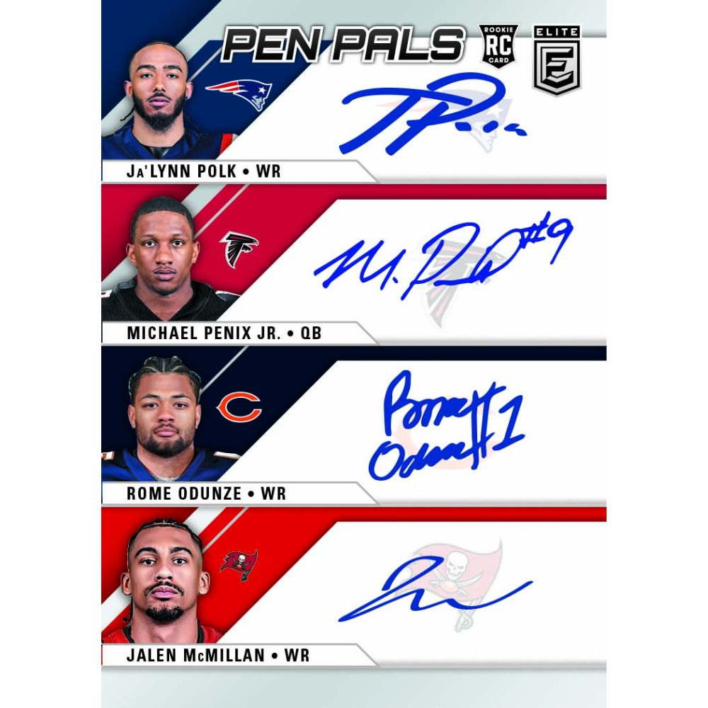 2024 Panini Donruss Elite Football - Pen Pals: Polk_Penix_Odunze_McMillan