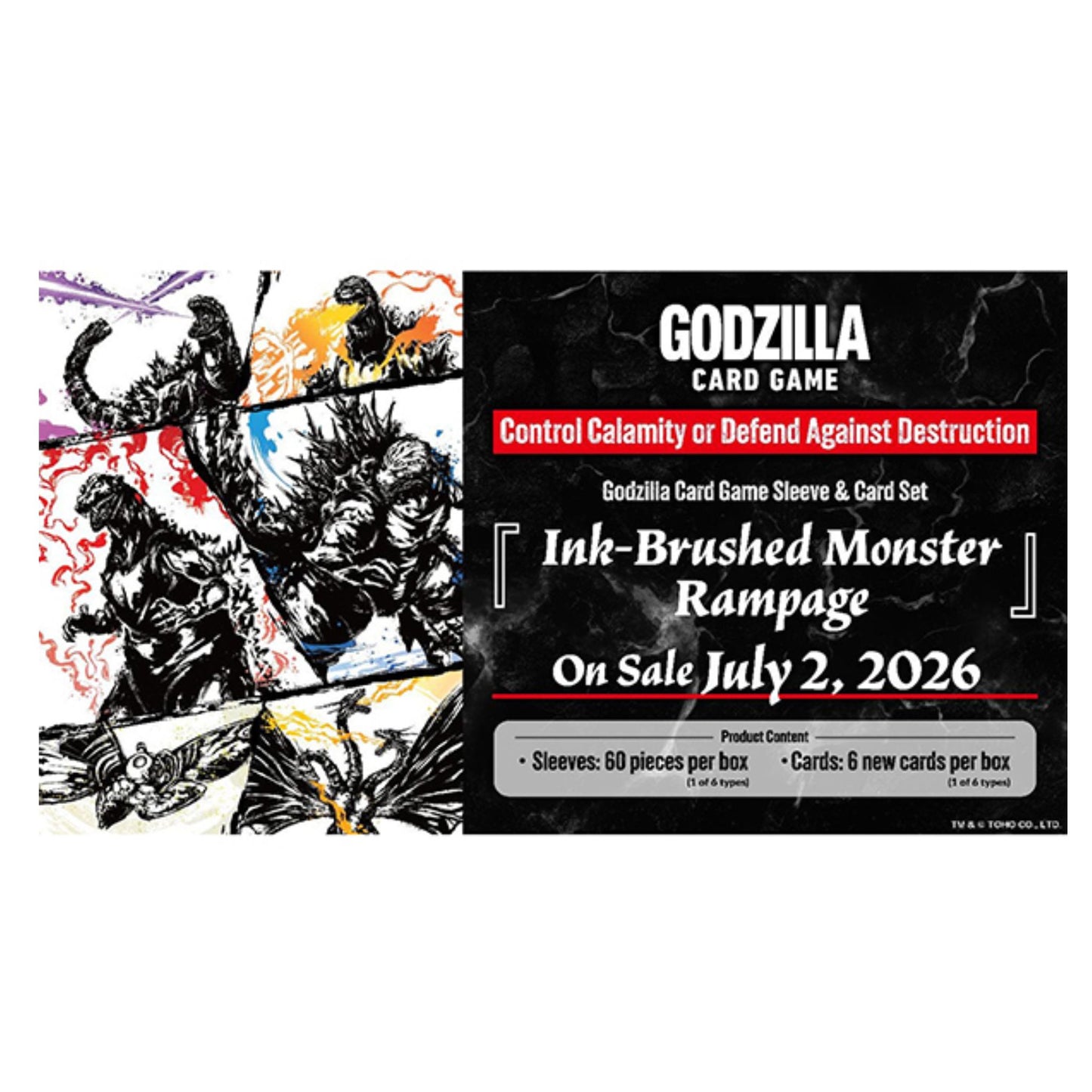 Godzilla Card Game Ink-Brushed Monster Rampage Sleeve & Card Set