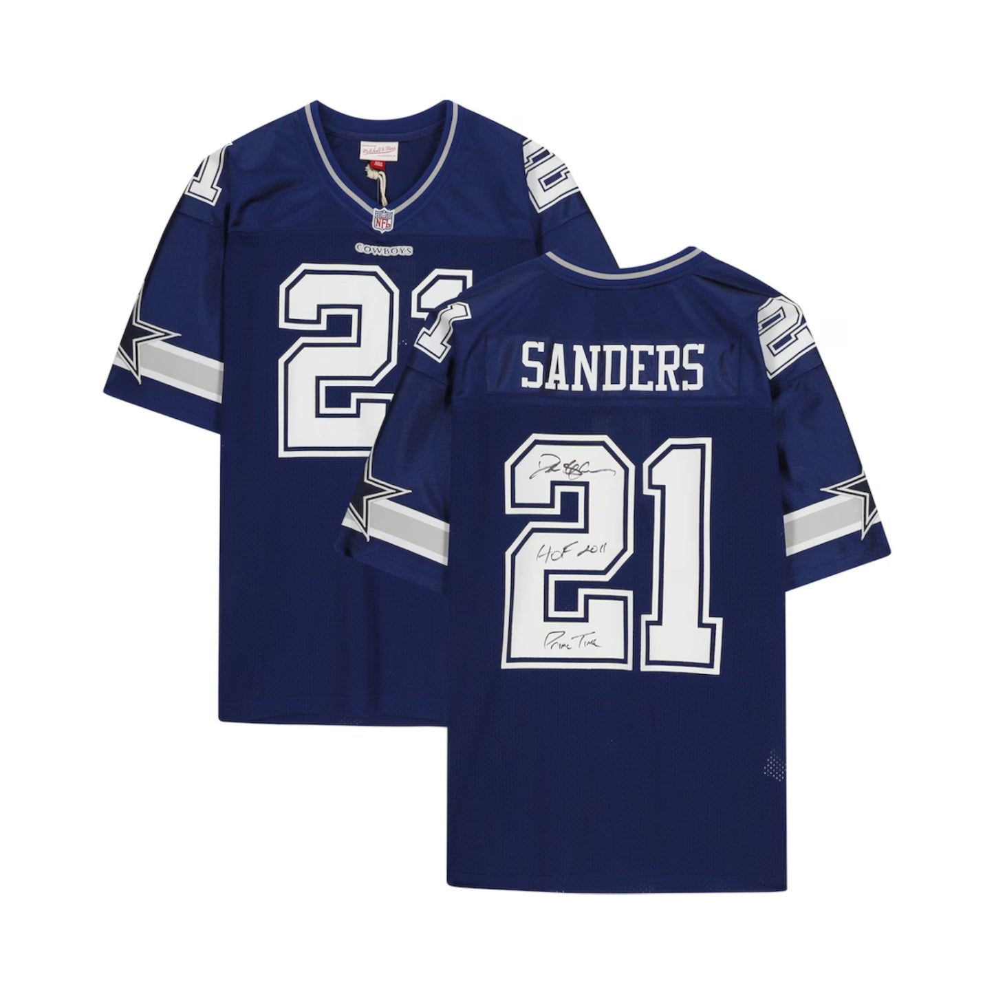 Fanatics Authentic Deion Sanders Autographed "HOF 2011/Prime Time" Dallas Cowboys Navy Authentic Jersey
