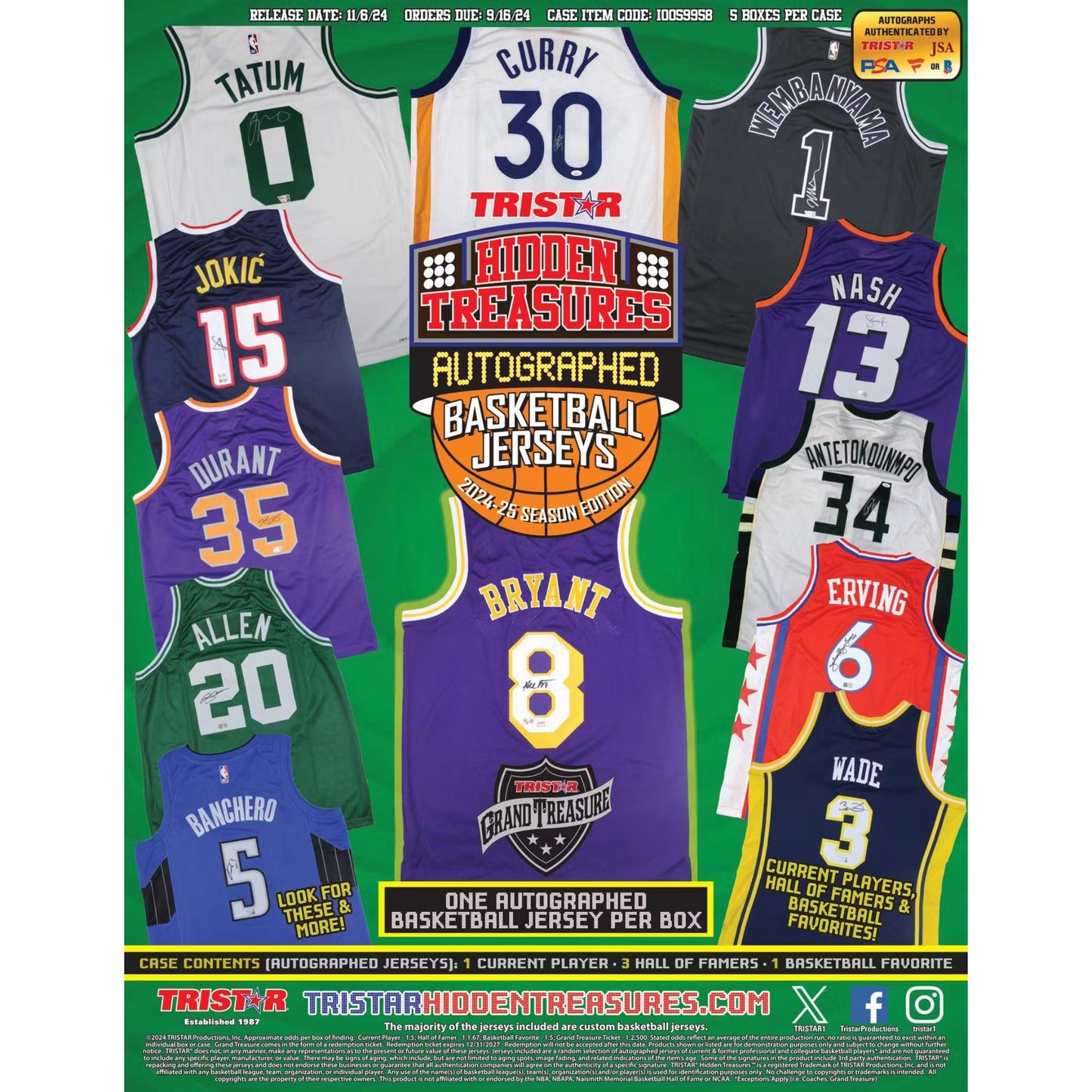 2024/25 TriStar Hidden Treasures Autographed Basketball Jersey Season Edition Hobby Box - Trading Card Market