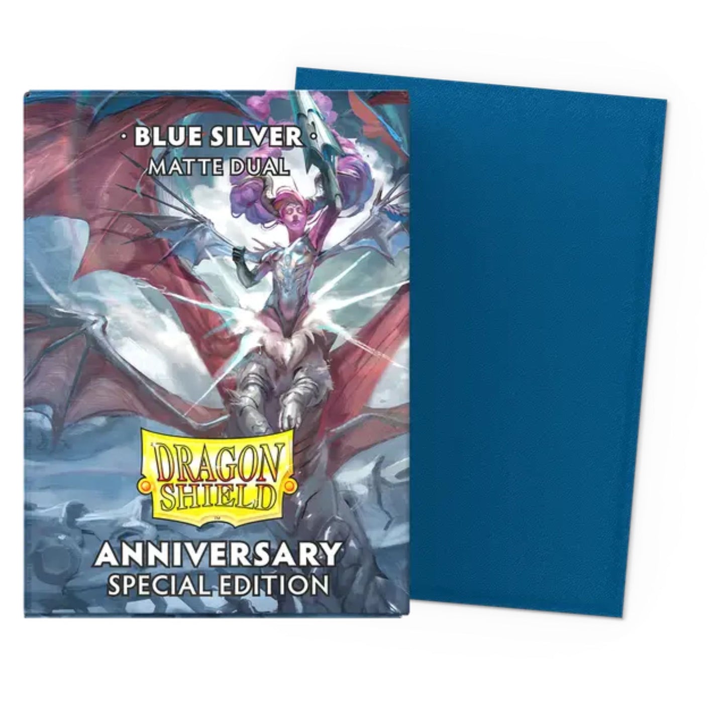 Dragon Shield Dual Matte 25th Anniversary Blue & Silver Sleeves - Trading Card Market