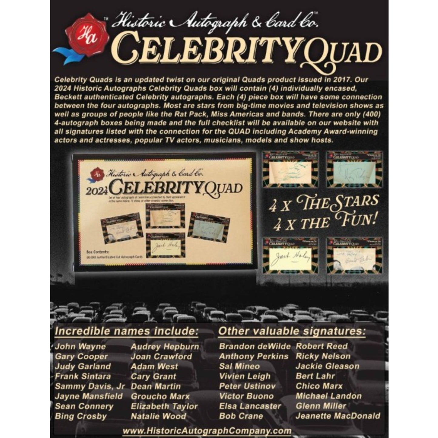 2024 Historic Autographs Celebrity Quads Box - Trading Card Market