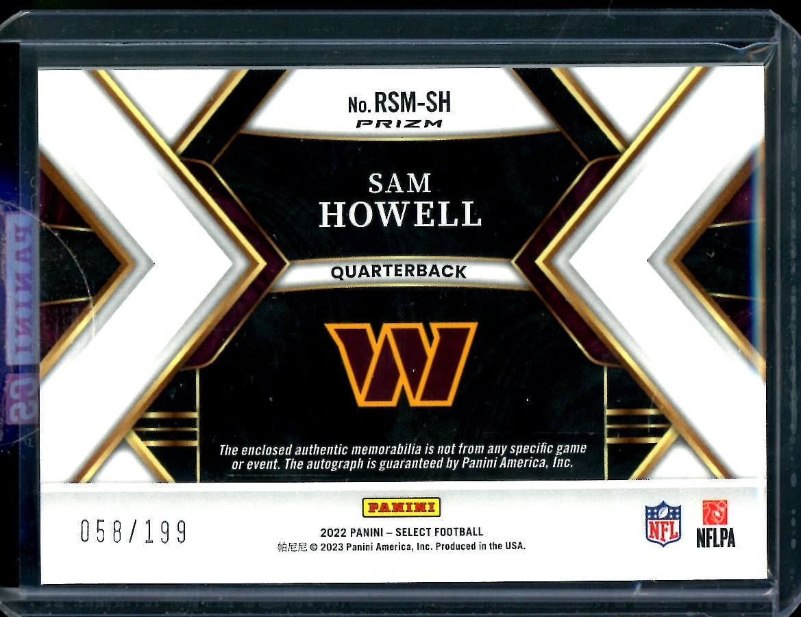 2022 Panini Select Sam Howell Rookie Auto RPA /199 Commanders - Trading Card Market