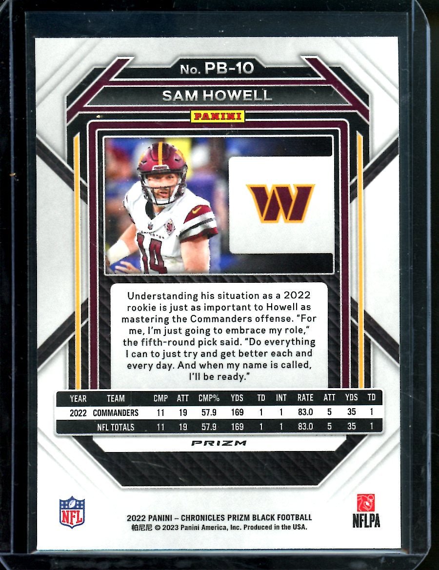 2022 Panini Chronicles Prizm Black Sam Howell Rookie Silver Commanders - Trading Card Market