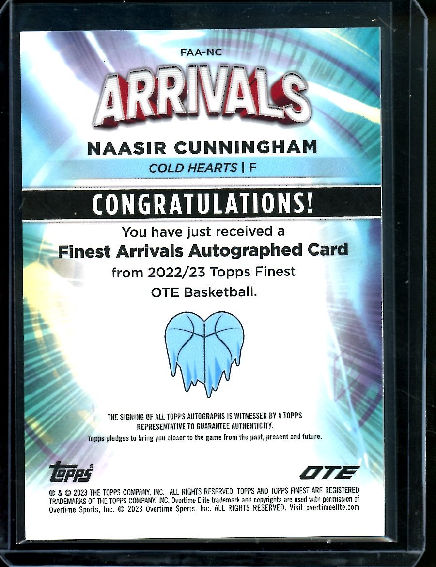 2023 Topps Finest OTE Naasir Cunningham Rookie Arrivals Auto Gold /50 - Trading Card Market