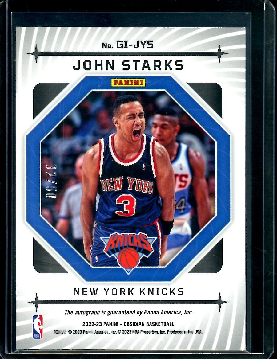 2022/23 Panini Obsidian John Starks Galaxy Auto /50 Knicks - Trading Card Market