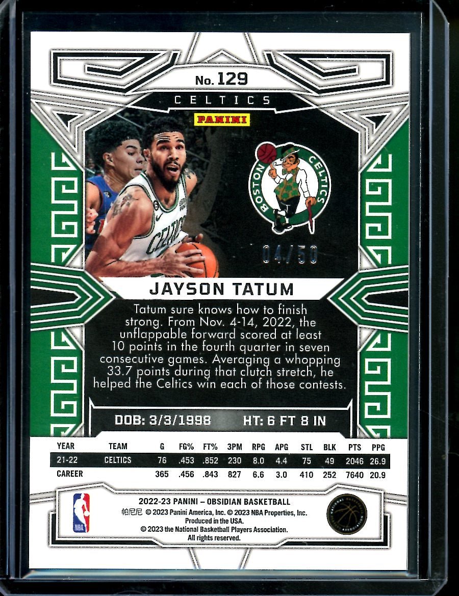 2022/23 Panini Obsidian Jayson Tatum Orange /50 Celtics - Trading Card Market