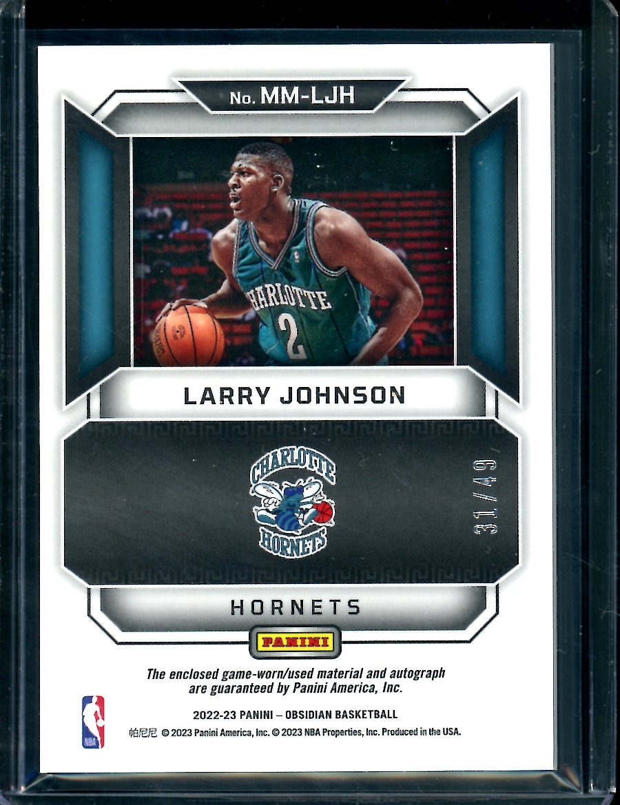 2022/23 Panini Obsidian Larry Johnson Patch Auto /49 Hornets - Trading Card Market