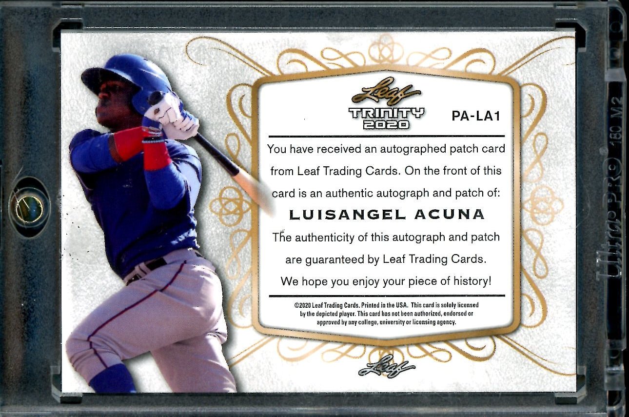2020 Leaf Trinity Luisangel Acuna Rookie XRC Patch Auto /5 Rangers - Trading Card Market