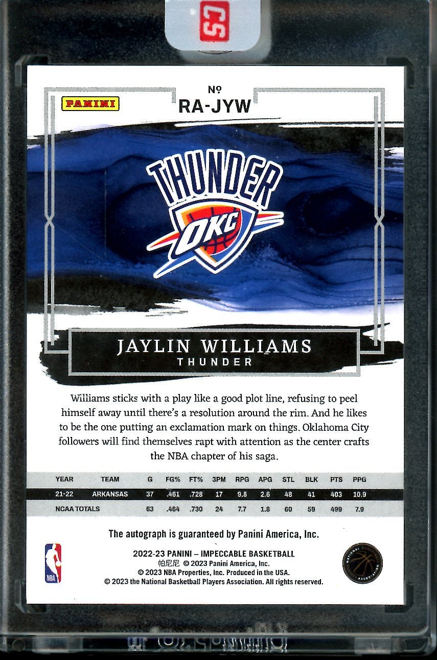 2022/23 Panini Impeccable Jaylin Williams Rookie Auto /25 Thunder - Trading Card Market
