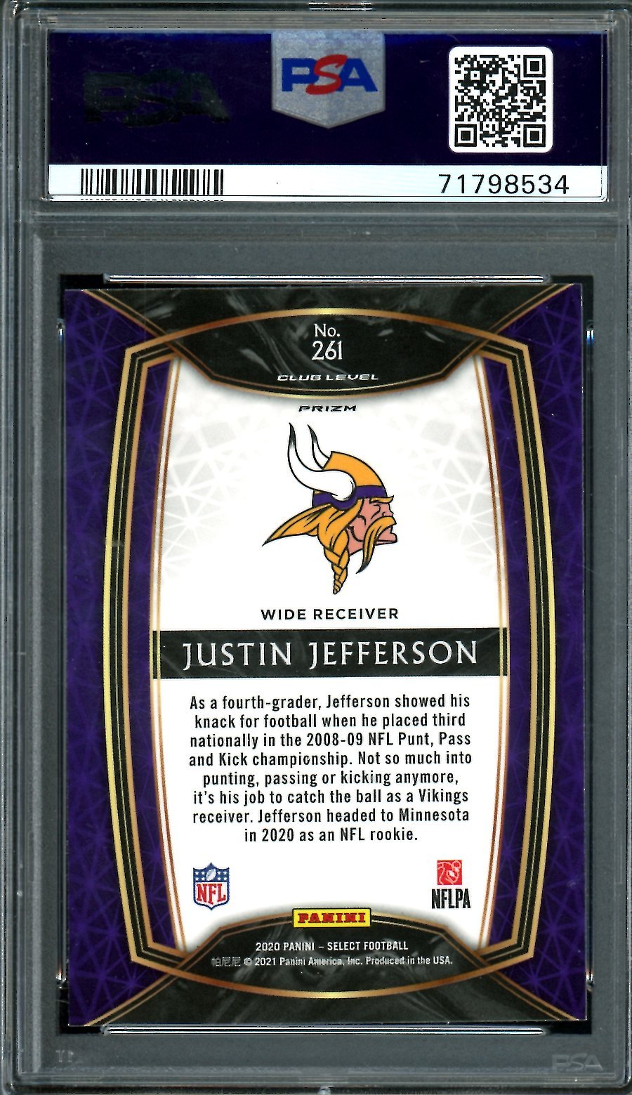 2020 Panini Select Justin Jefferson Rookie Silver PSA 10 - Trading Card Market