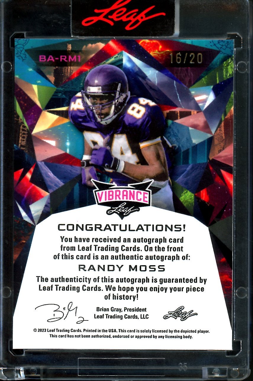 2023 Leaf Vibrance Randy Moss Auto /20 Vikings - Trading Card Market