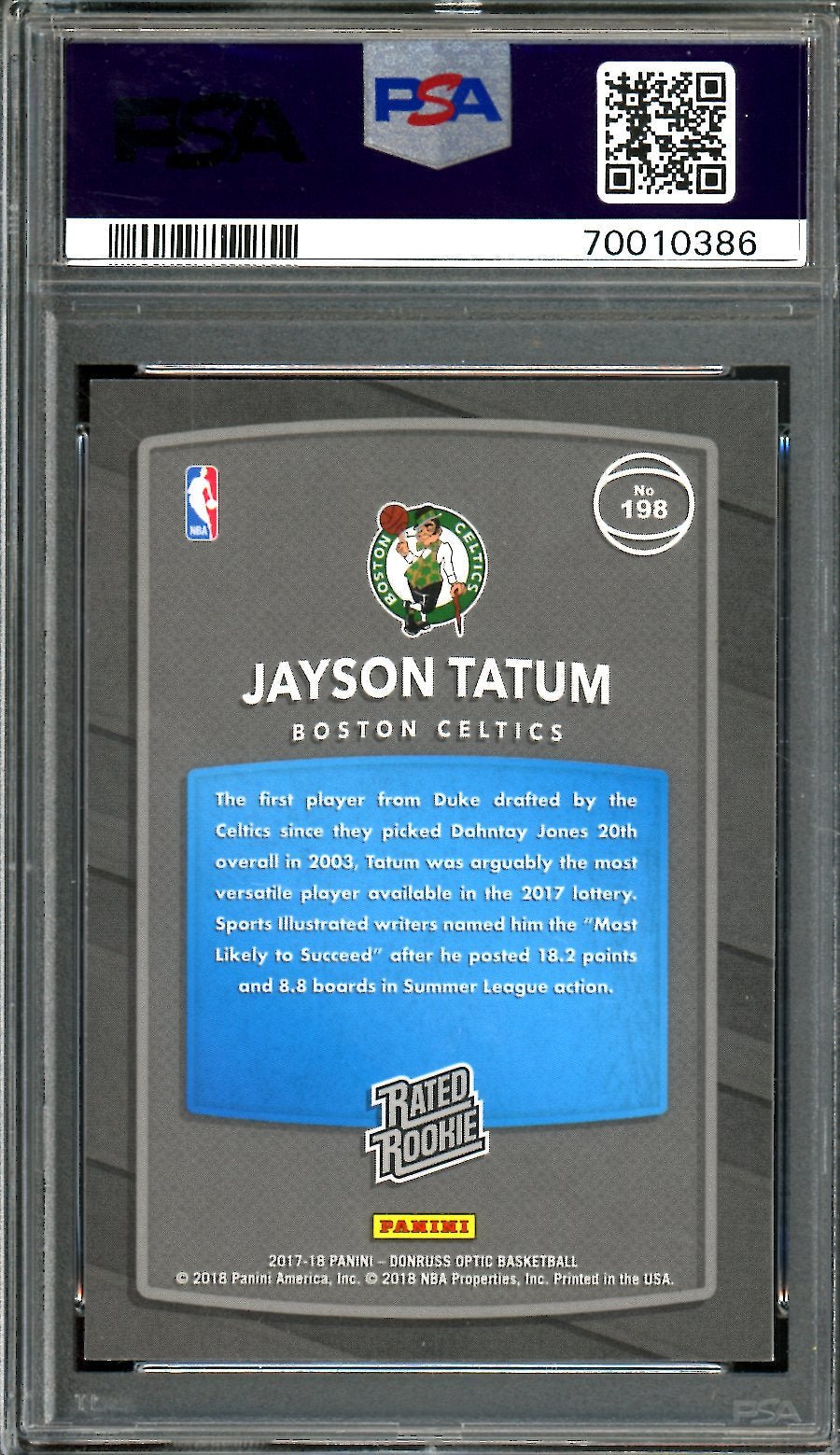 2017 Panini Optic Jayson Tatum Rookie Red Yellow PSA 10 Celtics - Trading Card Market