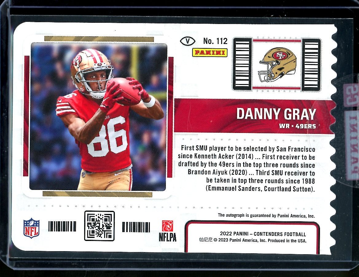 2022 Panini Contenders Danny Gray Rookie Ticket Variation Auto /86 49ers - Trading Card Market