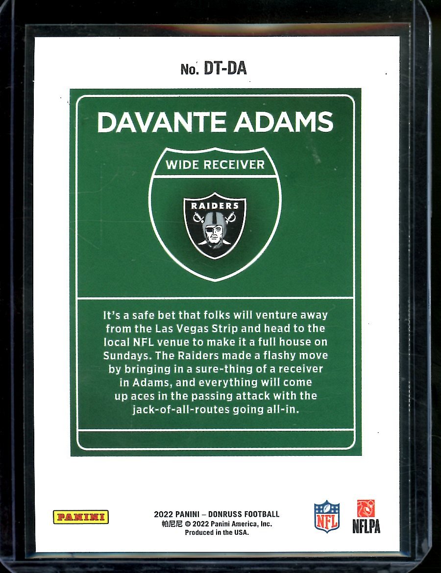 2022 Panini Donruss Devante Adams Downtown SSP Raiders - Trading Card Market