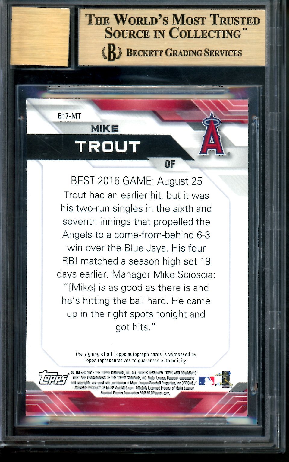 2017 Bowman's Best Mike Trout Atomic Refractor Auto /25 BGS 9.5 Angels - Trading Card Market