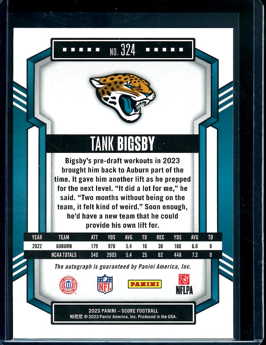 2023 Panini Score Tank Bigsby Rookie Auto Blue /35 Dolphins - Trading Card Market