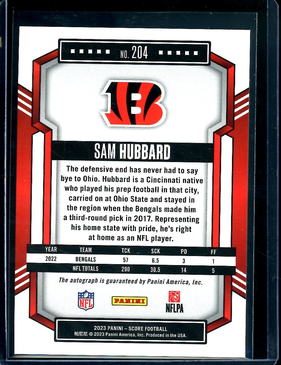 2023 Panini Score Sam Hubbard Gold Auto /50 Bengals - Trading Card Market