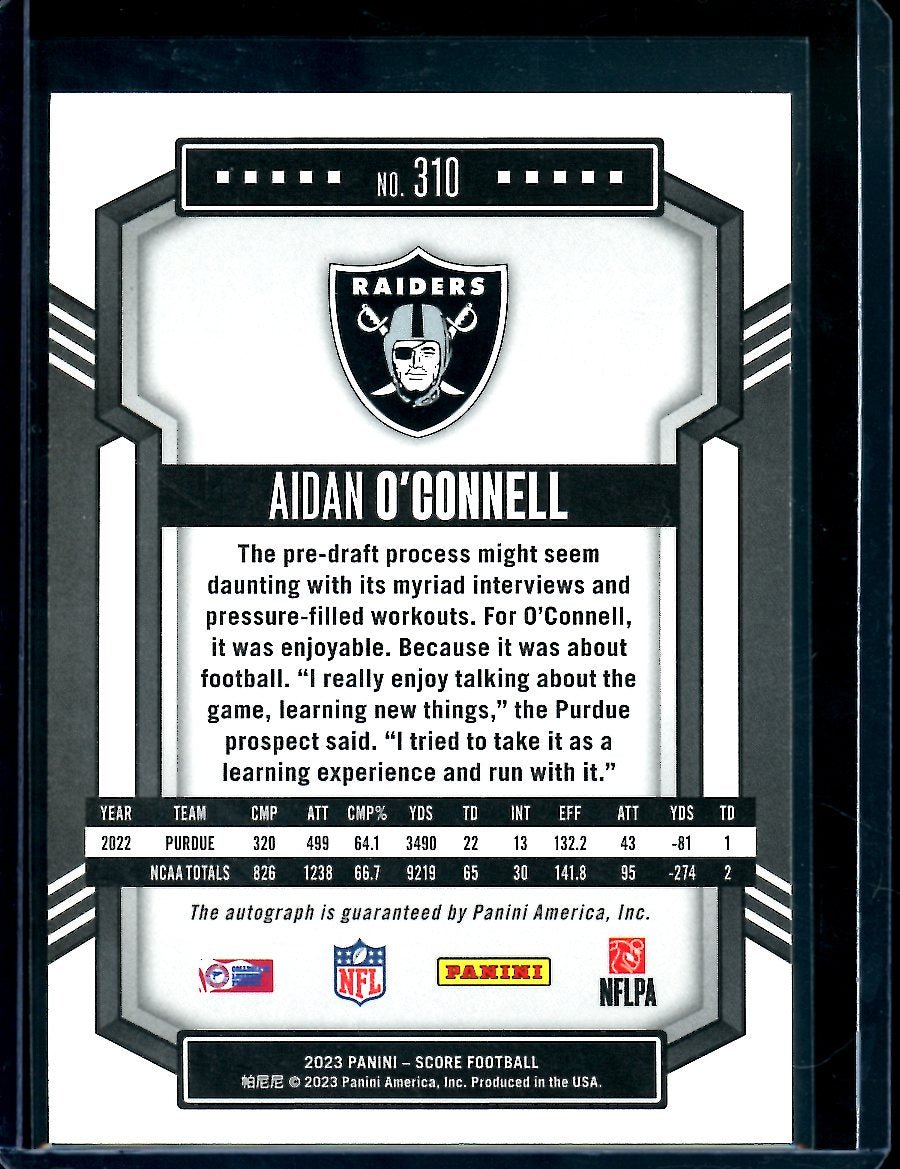 2023 Panini Score Aidan O'Connell Rookie Auto Raiders - Trading Card Market