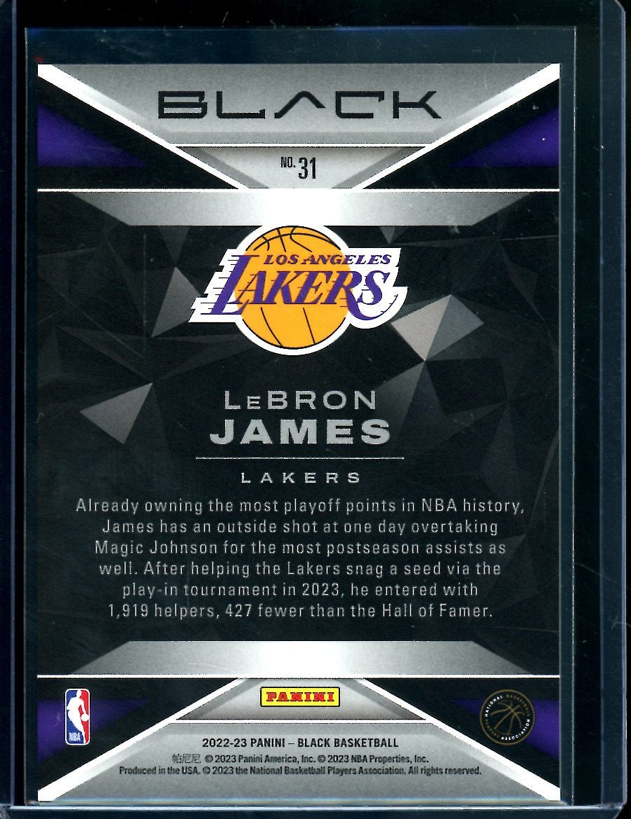 2022/23 Panini Black LeBron James Silver /75 Lakers - Trading Card Market