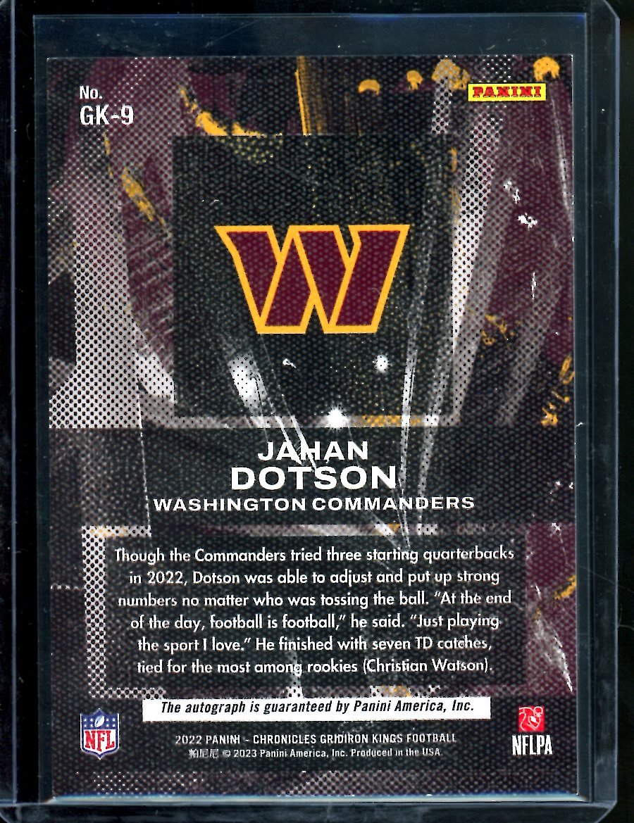 2022 Panini Chronicles Gridiron Kings Jahan Dotson Rookie Auto /75 Commanders - Trading Card Market