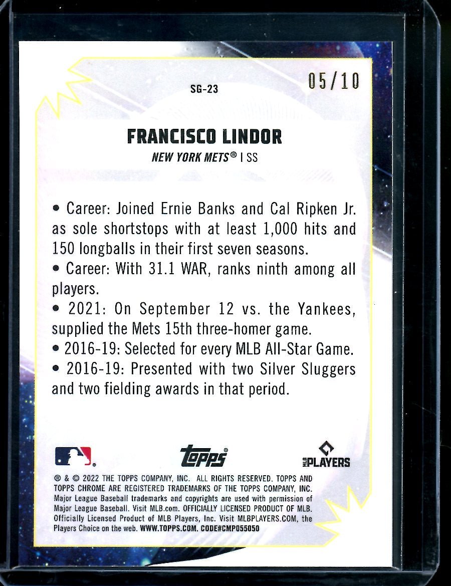 2022 Topps Chrome Cosmic Francisco Lindor Black /10 Mets - Trading Card Market