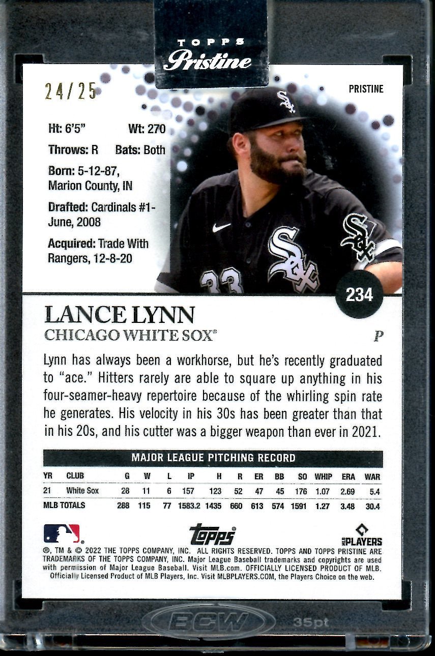 2022 Topps Prestine Lance Lynn Orange /25 Dodgers - Trading Card Market