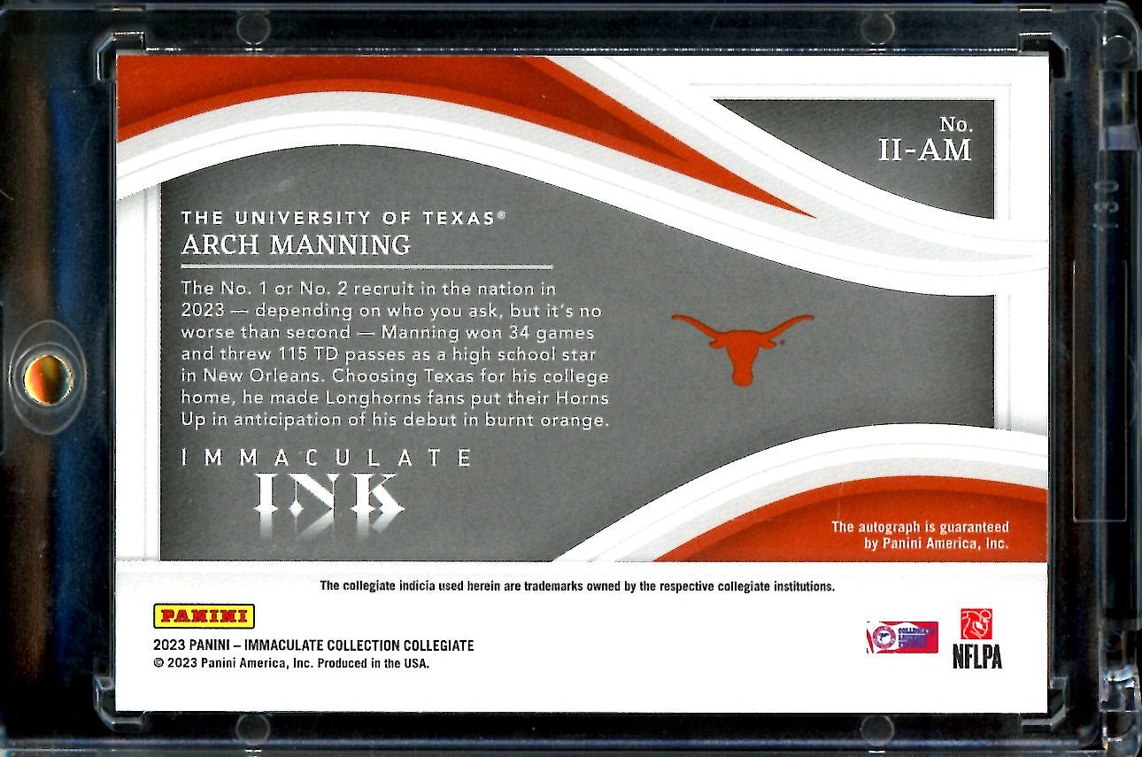 2023 Panini Immaculate Arch Manning Immaculate Ink Auto /49 Texas - Trading Card Market