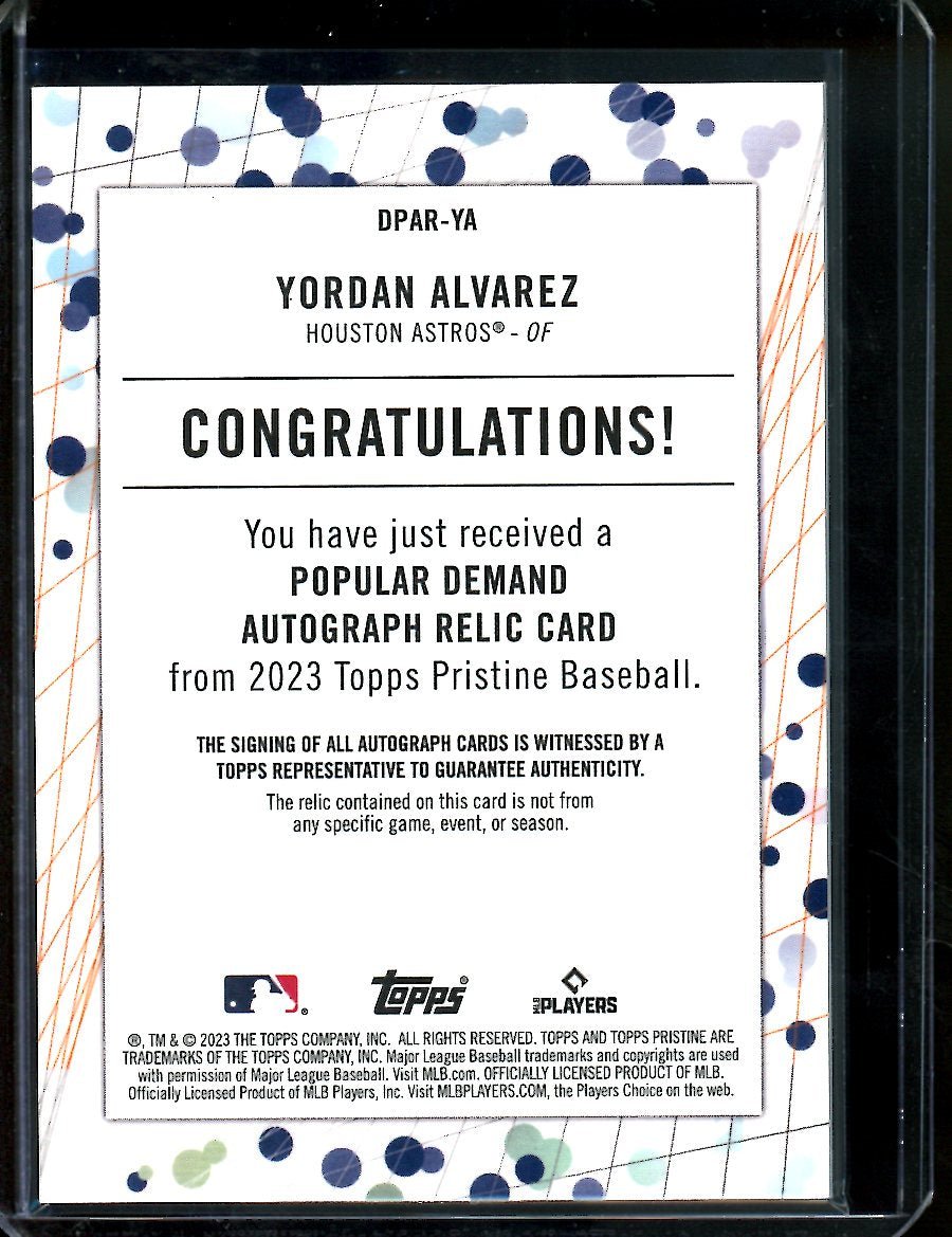 2023 Topps Prestine Yordan Alvarez Popular Demand Patch Auto Astros - Trading Card Market