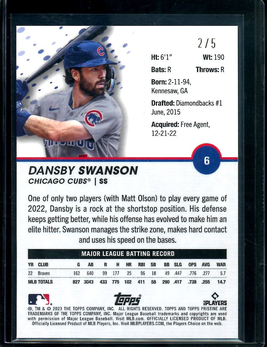 2023 Topps Prestine Dansby Swanson Red /5 Cubs - Trading Card Market
