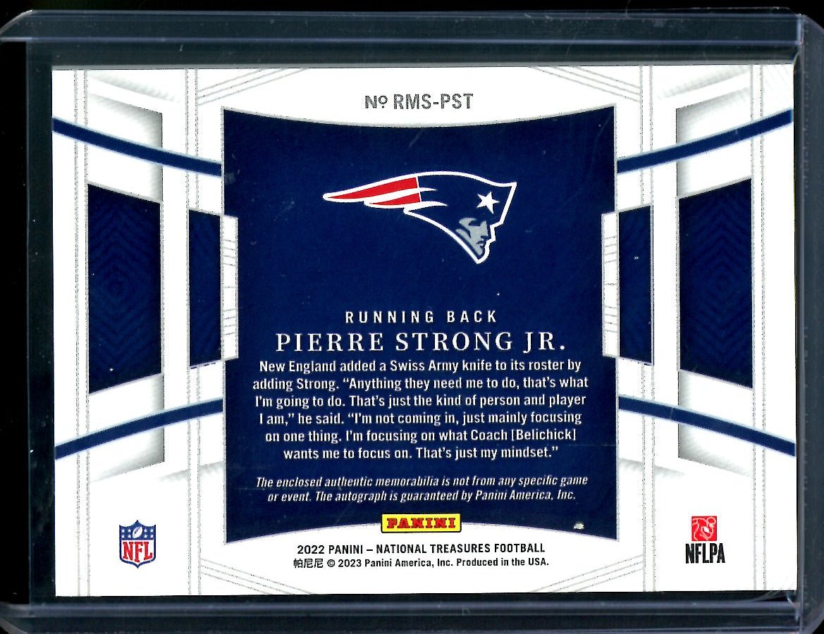 2022 Panini National Treasures Pierre Strong Jr. Rookie RPA /99 Patriots - Trading Card Market