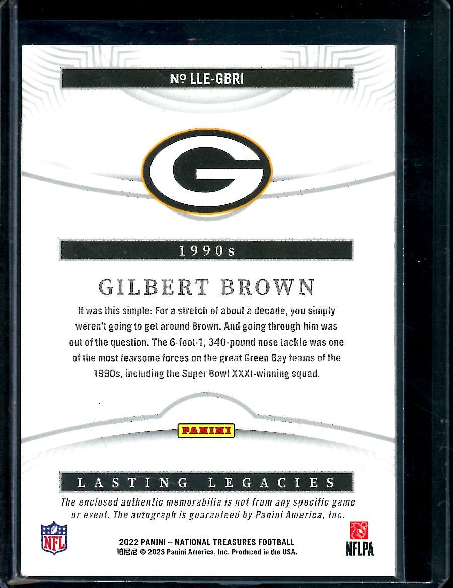 2022 Panini National Treasures Gilbert Brown Lasting Legends Patch Auto /99 Packers - Trading Card Market