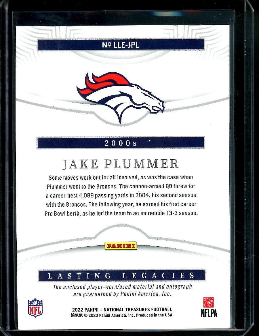 2022 Panini National Treasures Jake Plummer Lasting Legends Patch Auto /99 Broncos - Trading Card Market