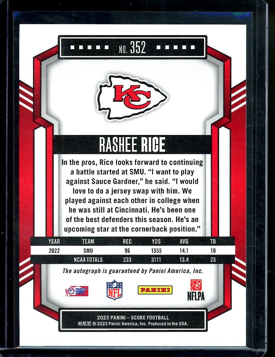 2023 Panini Score Rashee Rice Rookie Auto Chiefs - Trading Card Market
