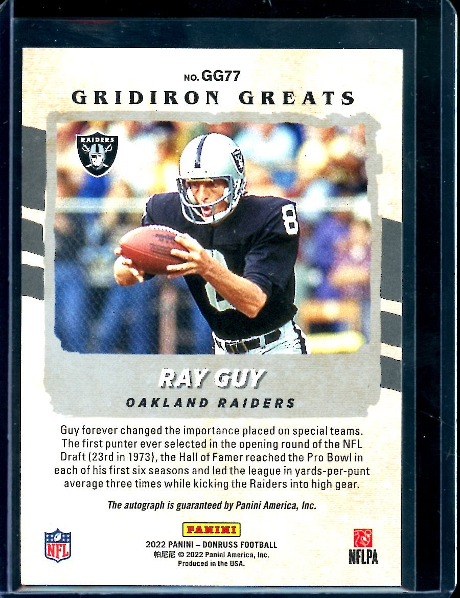 2022 Panini Donruss Ray Guy Gridiron Greats Auto Raiders - Trading Card Market
