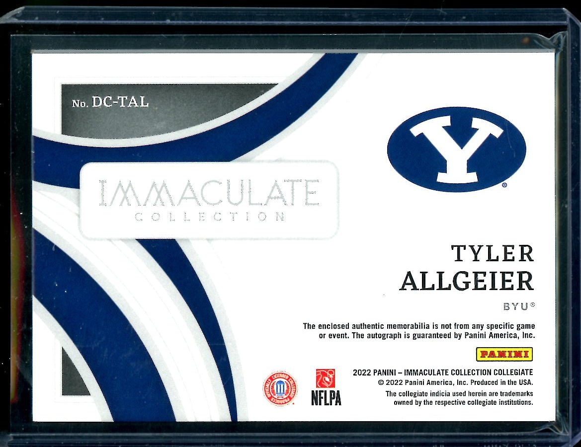 2022 Panini Immaculate Collegiate Tyler Allgeier Patch Auto /99 BYU - Trading Card Market