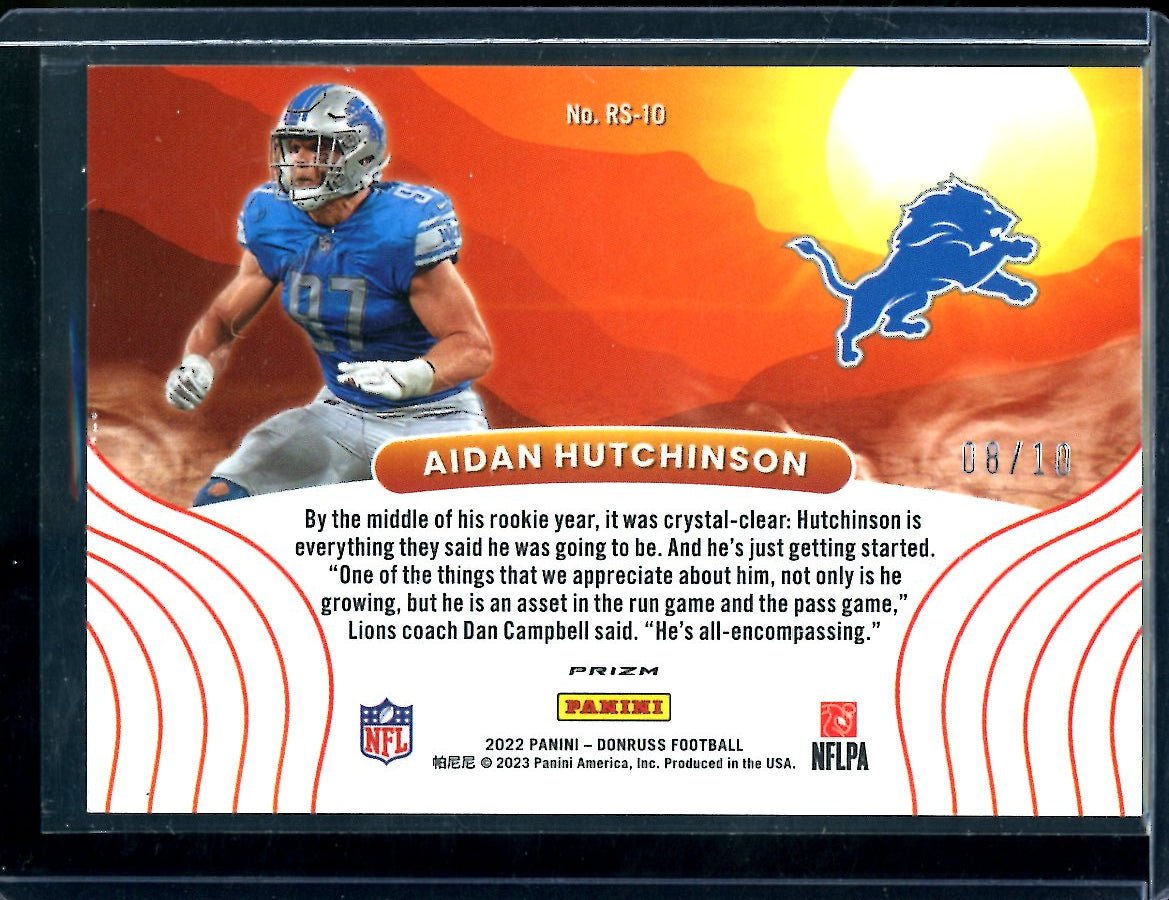 2022 Panini Optic Aidan Hutchinson Rookie Rising Suns Gold /10 Lions - Trading Card Market