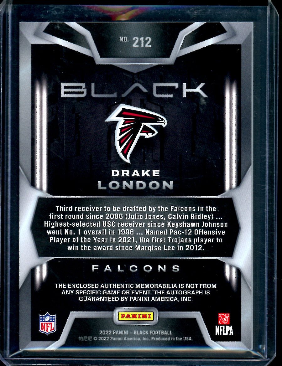 2022 Panini Black Drake London Rookie RPA /25 Falcons - Trading Card Market