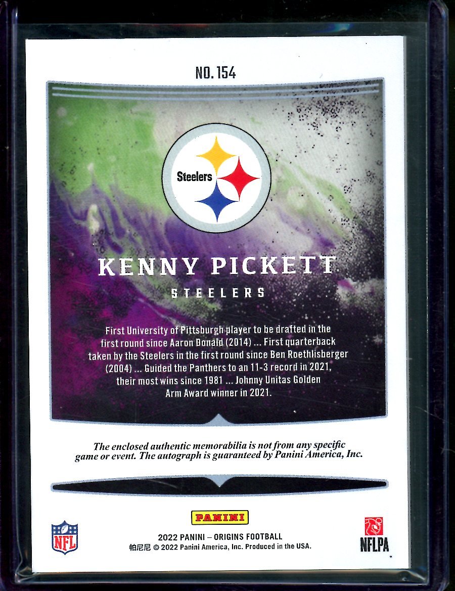 2022 Panini Origins Kenny Pickett Rookie RPA Red /99 Steelers - Trading Card Market
