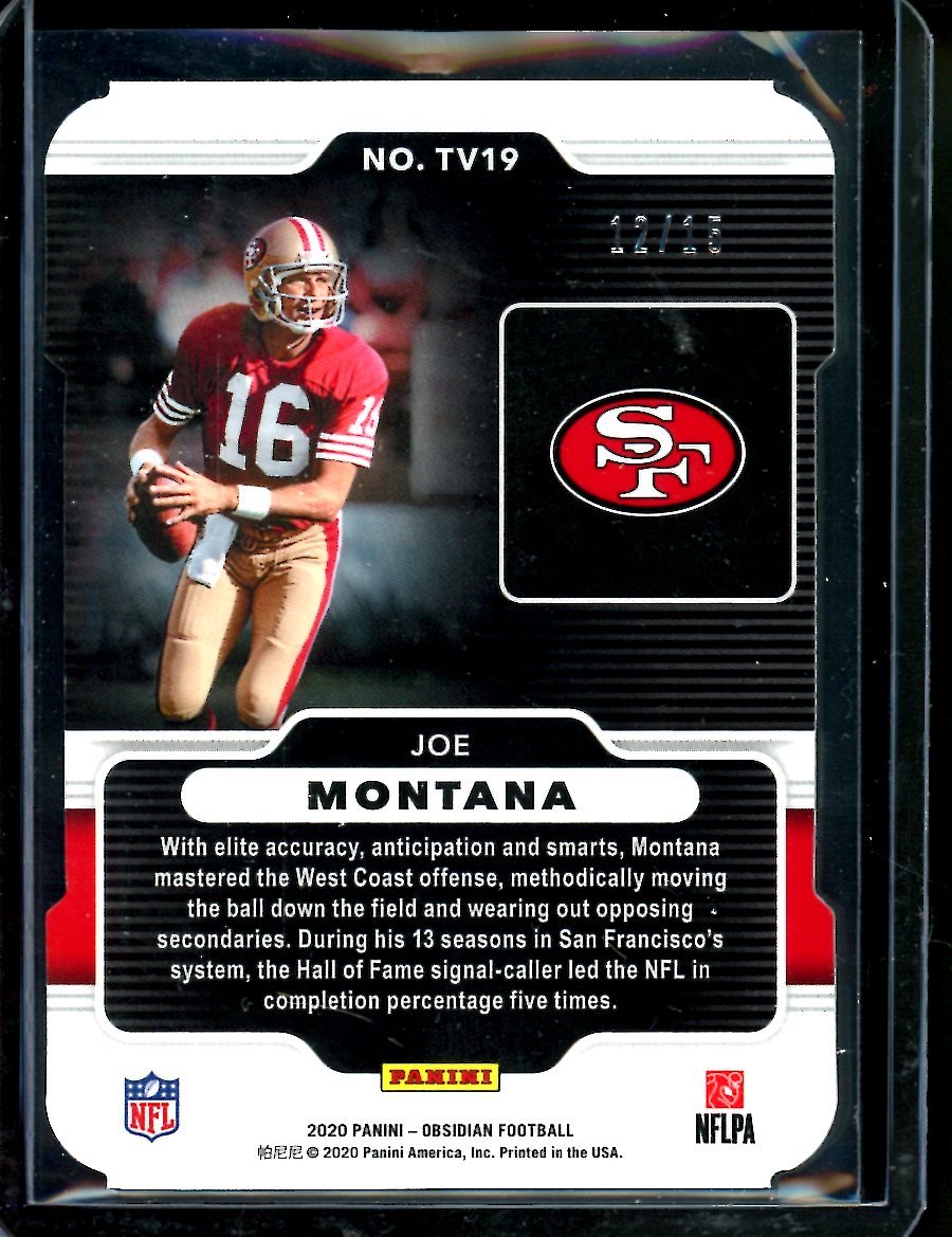2020 Panini Obsidian Joe Montana Tunnel Visions /15 49ers - Trading Card Market