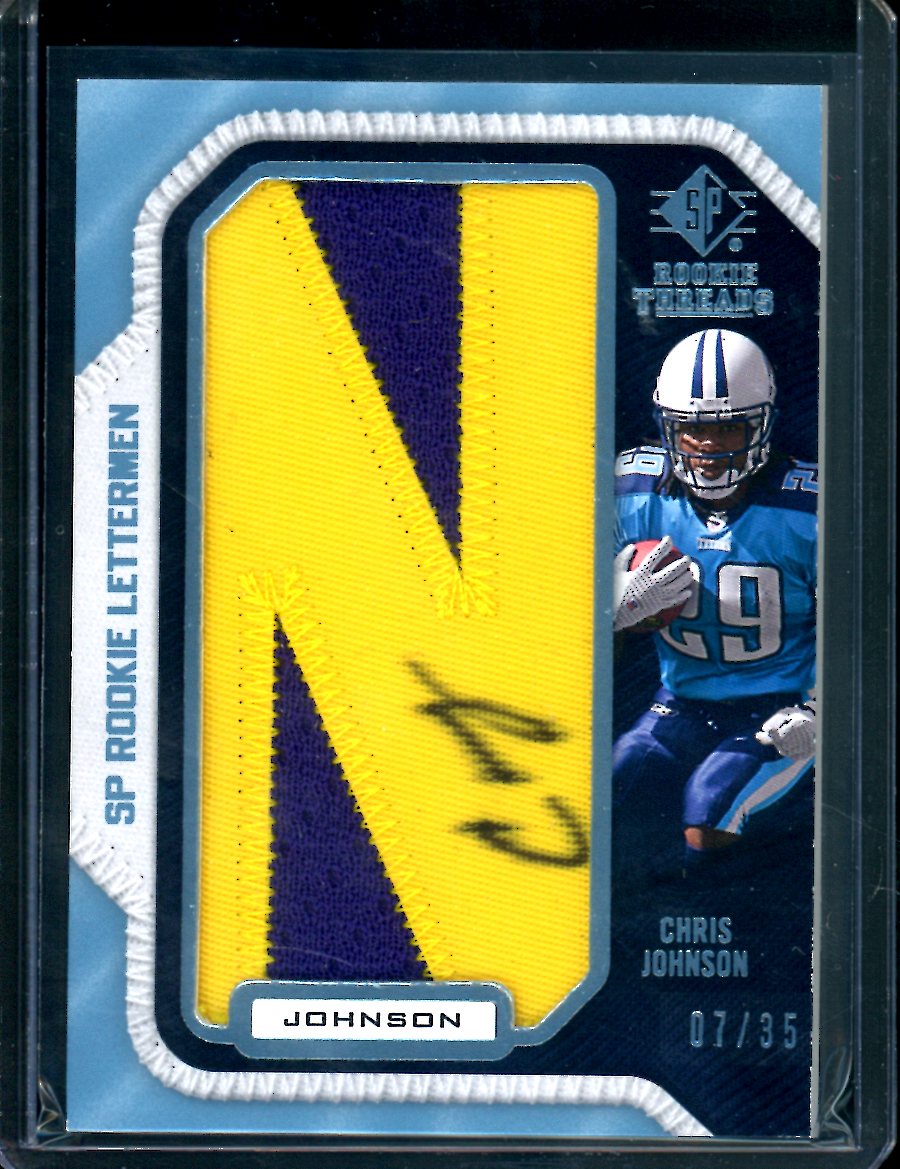 2008 Upper Deck SP Threads Chris Johnson Rookie Letterman Auto Titans