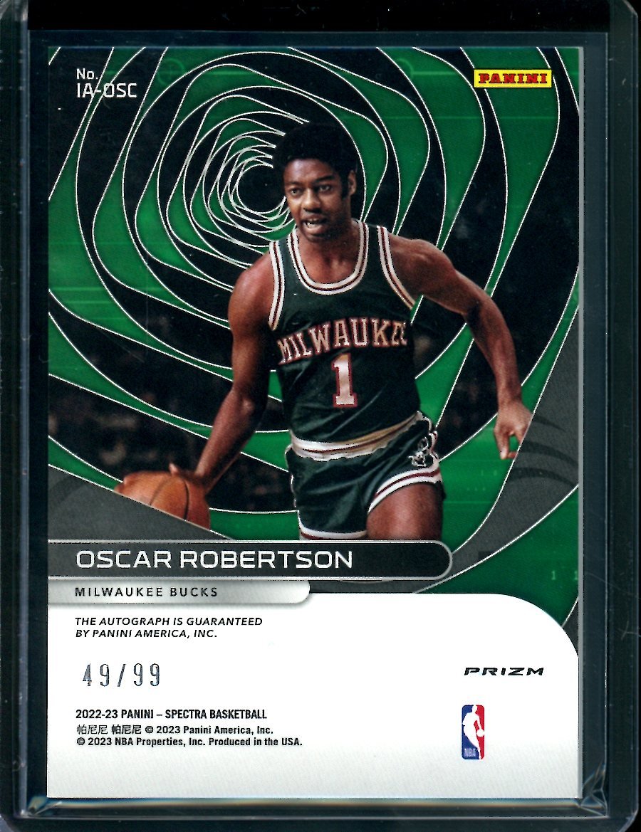 2022 - 23 Panini Spectra Oscar Robertson Icons Auto /99 Bucks - Trading Card Market