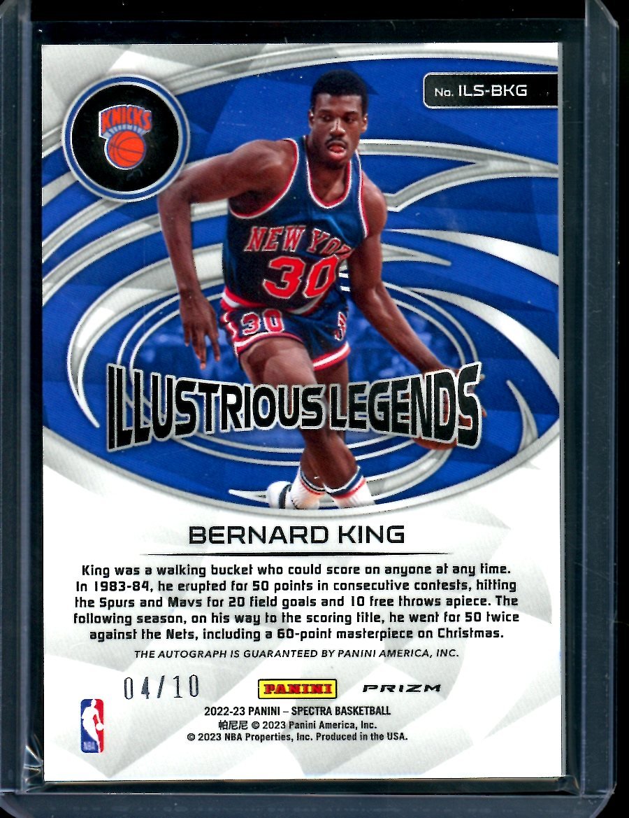 2022 - 23 Panini Spectra Bernard King Illustrious Legends Auto Gold /10 Knicks - Trading Card Market