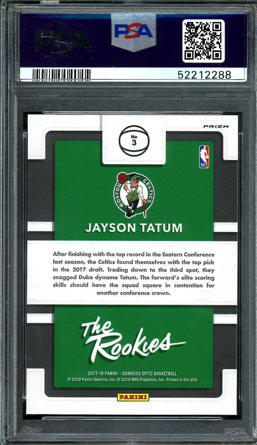 2017 - 18 Panini Optic Jayson Tatum Rookie The Rookies Holo PSA 10 Celtics - Trading Card Market
