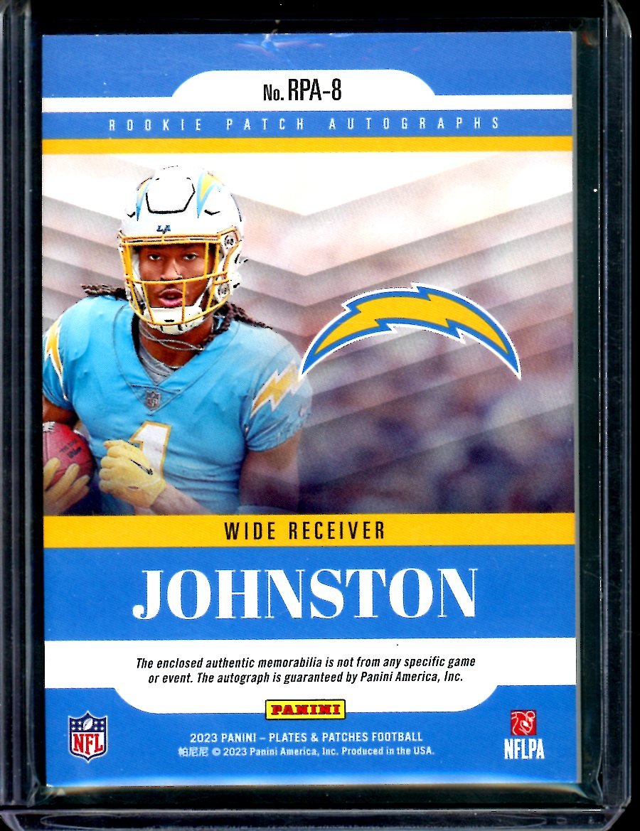2023 Panini Plates & Patches Quentin Johnston Rookie RPA /75 Chargers - Trading Card Market
