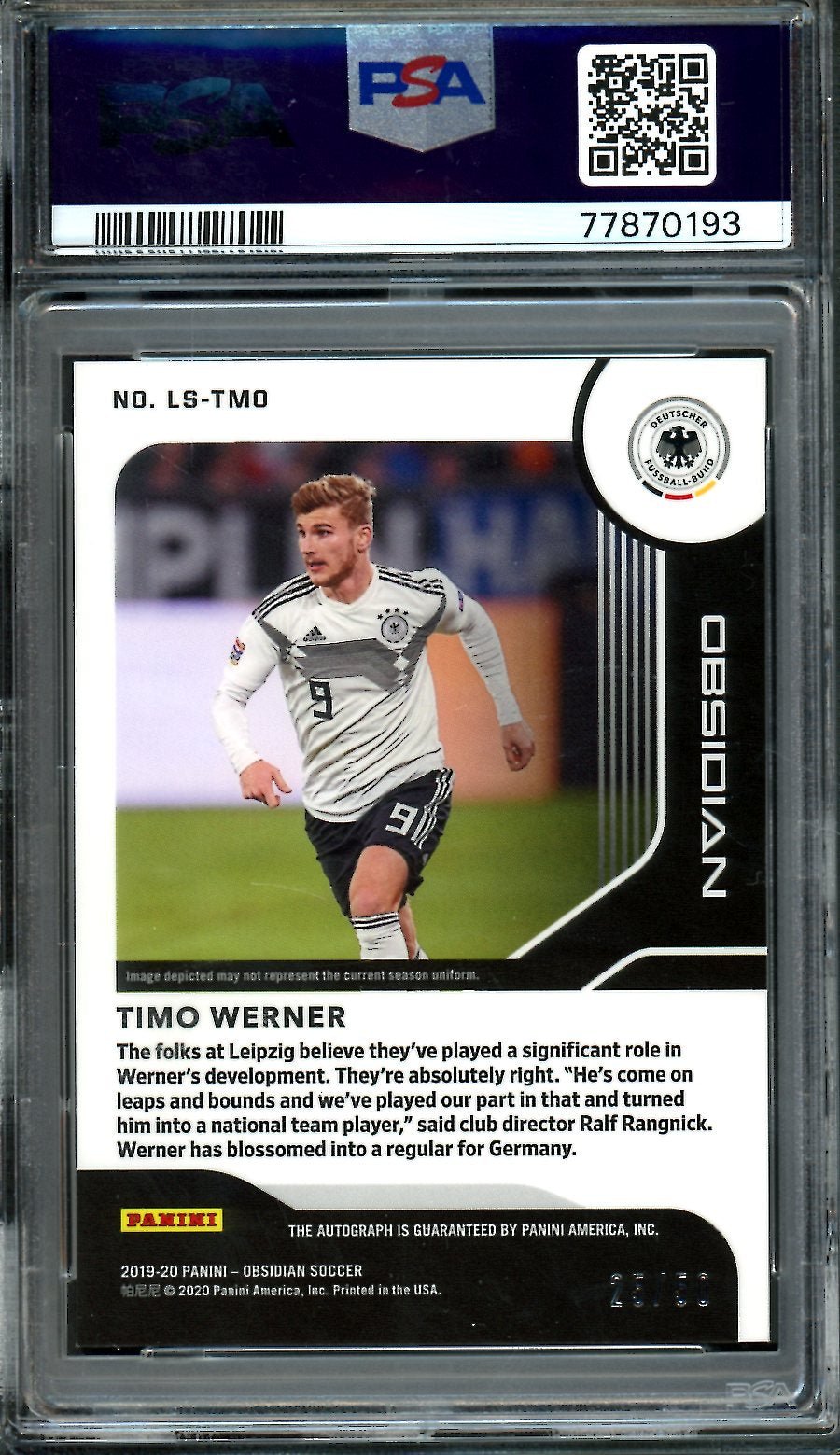 2019 Panini Obsidian Timo Werner Lightning Strike Auto /50 PSA 9 Germany - Trading Card Market