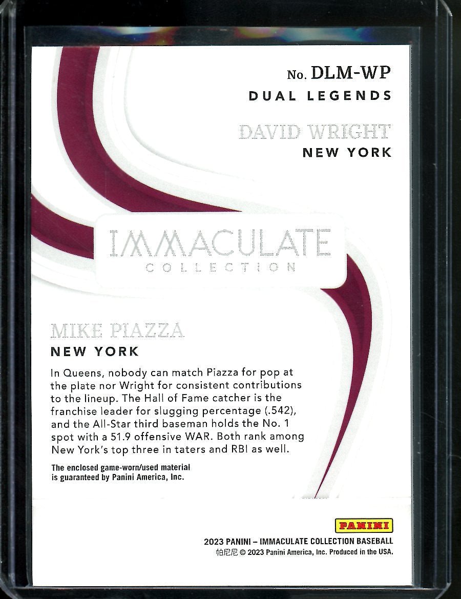 2023 Panini Immaculate David Wright/Mike Piazza Dual Patch /25 Mets - Trading Card Market